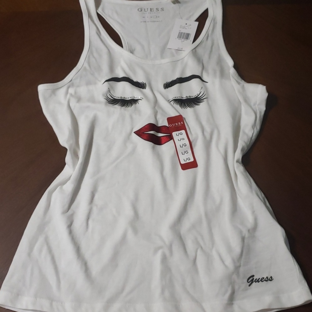 Guess white wink tank